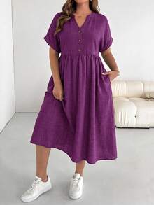 Shapeblank Plus-Size Women's Spring/Summer Fashionable Casual Loose Comfortable Everyday - Lilac Purple - View 4