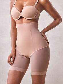 Veilyse 1pc Women's Shapewear Shorts, Abdominal Compression, Flat Belly, Cinched Waist, Butt Lift, Seamless Underwear - Apricot - View 4