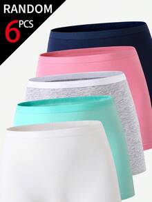 Randomly Ships 6 Of 10 Pcs  Big Girls Multi-Color Underwear,Light Pink,Winter,Basics Solid Soft Knit  Fit Comfortable Panties For Skin-Friendly - Multicolor - View 3