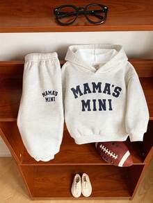 This 2 Pieces Baby Set Features A Cute Letter-Print Long-Sleeved Sweatshirt And Elastic-Waist Autumn Winter Pants, Suitable For Boys And Girls, And Is - Multicolor - View 1