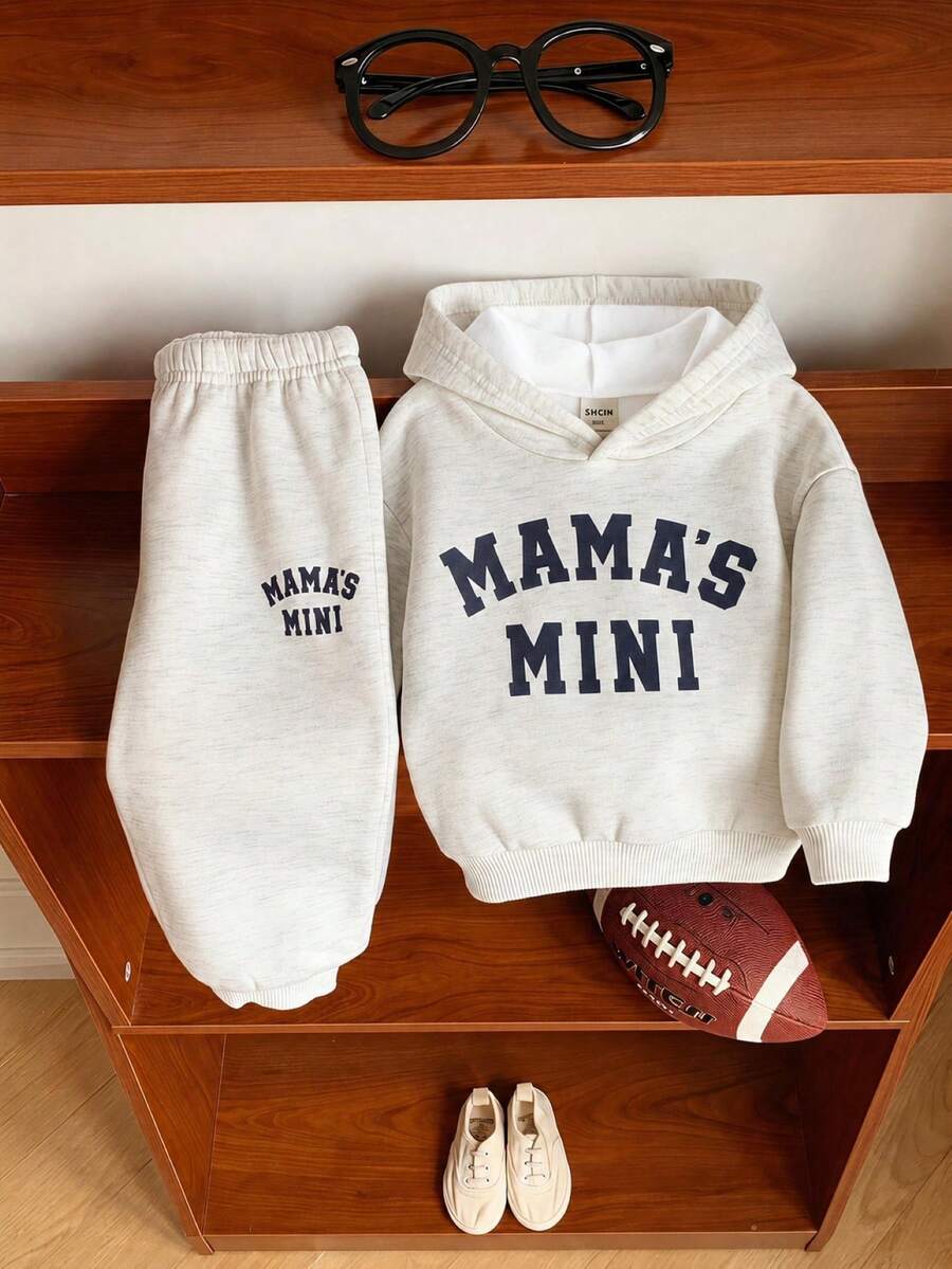 This 2 Pieces Baby Set Features A Cute Letter-Print Long-Sleeved Sweatshirt And Elastic-Waist Autumn Winter Pants, Suitable For Boys And Girls, And Is - Multicolor - View 1