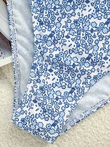 Swim Vcay Women's Printed Vacation Bow High-Cut Spaghetti Strap Sexy Two-Piece Swimwear Set - Baby Blue - View 4