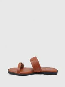 CUCCOO BIZCHIC Women's Fashion Flat Sandals - Brown - View 3