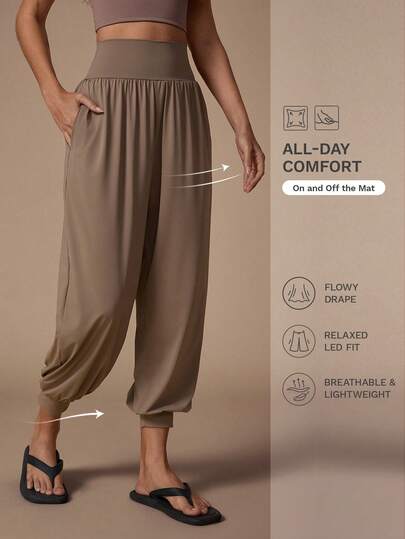 Nuvra Women's Solid Color Casual Sports Jogger Pants With Pockets