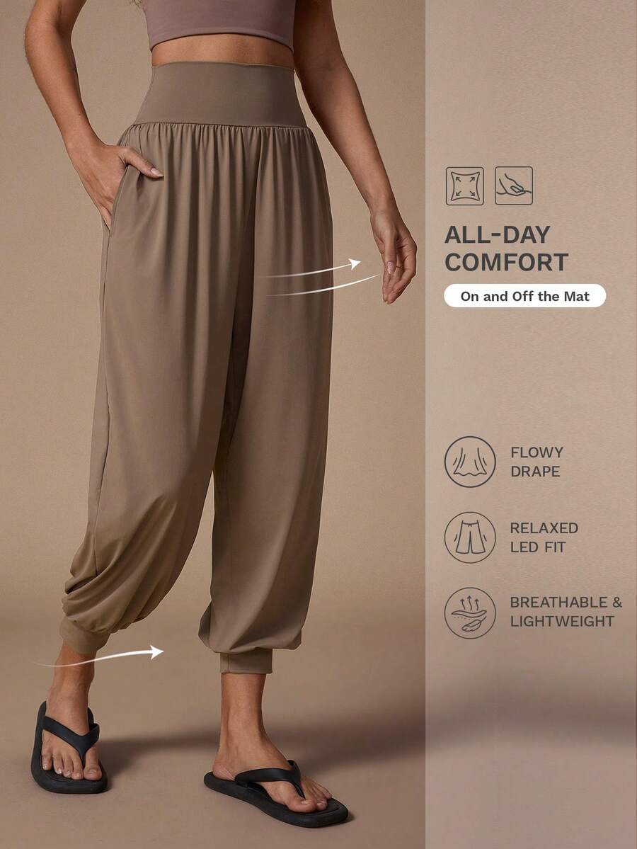 Nuvra Celana Jogger Kasual Wanita Warna Polos dengan Saku - Khaki - View 1
