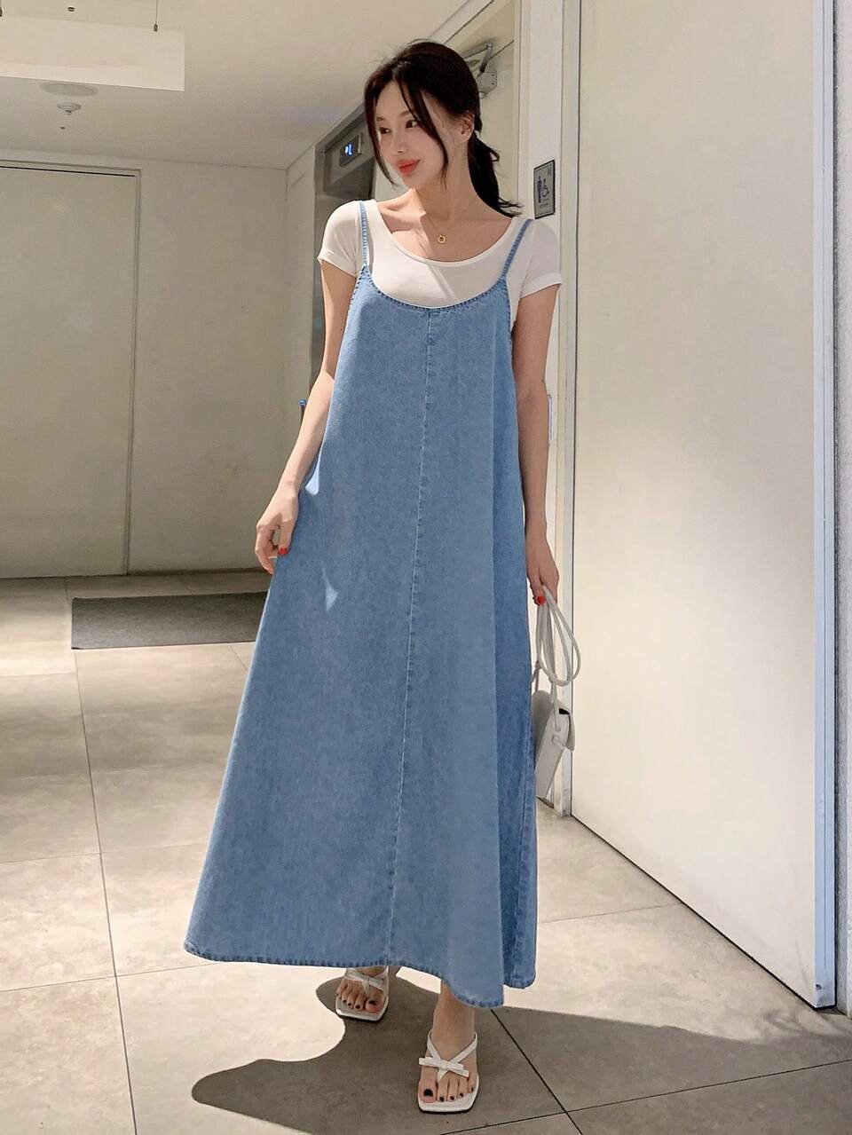 Women's Denim Casual Slip Dress, Simple & Fashionable For Daily Wear Sundress Maxi Dress