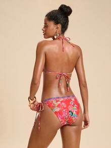 Travachic Women's Summer Beach Floral Print Halter Tie Sexy Fashion Bikini Two-Piece Swimsuit Set - Multicolor - View 2