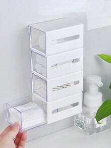 1/3Pcs Wall-Mounted Storage Box, Multi-Functional Small Object Organizer Box, Bathroom Wall Shelf, Dormitory Office Storage Drawer, White Bathroom Accessories Bathroom Tools Bathroom - White - View 7