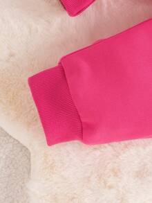 3pcs/Set Baby Girls Casual Sports Simple Sweatshirt Set, Spring Autumn - Hot Pink - View 6