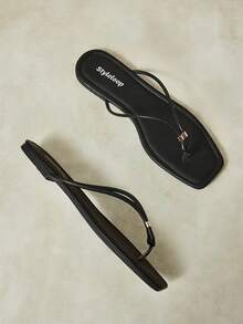 Styleloop Ladies, Willow Nails, Buckles, Flat Shoes. - Black - View 10