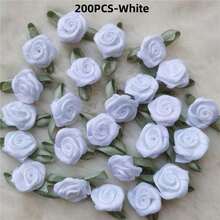 Rosas artificiales de satén hechas a mano, apliques de tela con rosetas para decoración de boda, manualidades y accesorios de costura - Multicolor - Ver 15