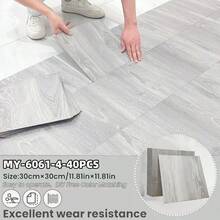 40PCS Marble Pattern Self-Adhesive 1.5mm Thick Vinyl Floor & Wall Tiles, Easy Install Waterproof, Suitable For Kitchen, Bathroom And Living Room Floor And Wall Decor, Non-Slip, 30cm X 30cm - multicolor - View 9