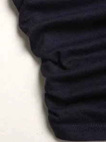 SHEIN 青少年女孩純色上衣與抽繩腰長褲休閒日常穿搭套裝 - 藏蓝色 - 查看 6