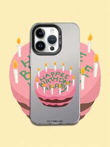 HARRY POTTER X SHEIN Harry Potter 粉色蛋糕圖案黑色防摔抗震手機殼，適用於 iPhone 13/14/15/15 Pro/16/16 Pro/17 Pro，熱門流行款 - 彩色 - 查看 1