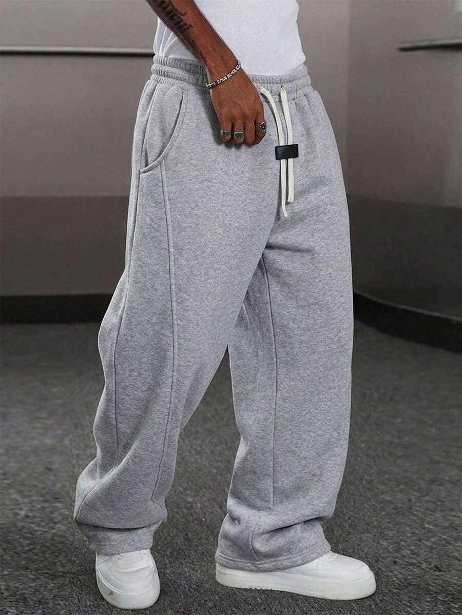 Manfinity Homme Men's Casual Loose Versatile Sweatpants - Light Grey - View 1