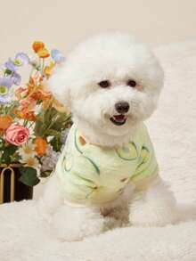 PETSIN 1 Pc Pet Cat Dog Universal Cute Green Avocado Pattern Printed Plush Warm Elastic Comfortable Dog Round Neck - Multicolor - View 6