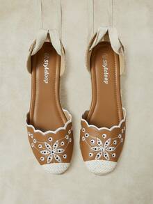 Styleloop Ladies, Rubber Band Cross Strap, Straw Rope, Sandals, High Heels. - Brown - View 8