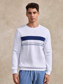 Men's Casual Patchwork Long Sleeve Sweatshirt, Versatile For Daily Wear - Multicolor - View 1