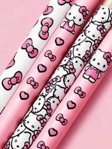 HELLO KITTY AND FRIENDS | SHEIN 卡通貓咪印花眼影刷組 4件組，可愛粉色手柄眼妝刷，適用於陰影、暈染與細節眼妝化妝塗抹 - 淺粉色 - 查看 5