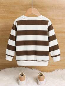 SHEIN Kids Boys' Fitted Academy Striped Crew Neck Regular Shoulder Autumn Sweatshirt - Multicolor - View 2