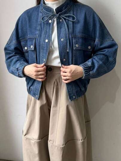 FRIFUL Women's Single-Breasted Casual Daily Denim Jacket