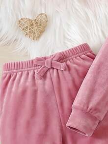 SHEIN Elladie kids 女童連帽外套套裝，休閒可愛復古 Y2K 風格，連帽衫，適合秋季返校、戶外、運動、日常穿著，舒適保暖套裝 - 粉色 - 查看 8