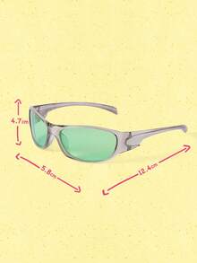 Popjeli Retro Gray-Frame Fruit Green Lens Sunglasses, Niche Contrast Colors To Create Y2K Millennial Style, Daily Street Leisure - green gray - View 8