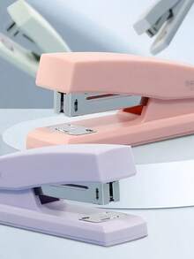 Press Manual Stapler Set Macaron Color Durable Portable Medium Size Office School Supplies Binding Tool Hole Punch Practical Compact Sturdy - Multicolor - View 6