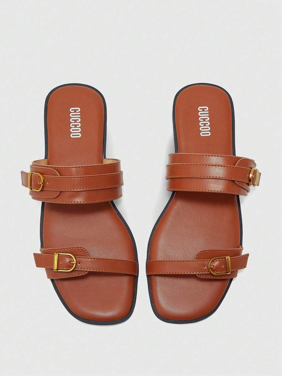 CUCCOO BIZCHIC Women's Fashion Flat Sandals - Brown - View 1