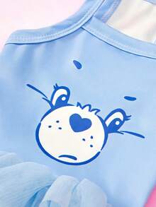 Care Bears X PETSIN 1件可愛印花愛心熊圖案藍色吊帶裙，春夏薄款公主風，適合貓狗穿著，適合室內茶會或戶外隨意散步 - 藍色 - 查看 5