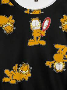GARFIELD | SHEIN Plus Size Women's Cartoon Print Crew Neck Long Sleeve Sweatshirt - White - View 3