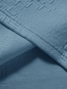 Manfinity Homme Camiseta de punto jacquard de unicolor con textura, cuello y puños acanalados para hombre - Neblina azul - Ver 6