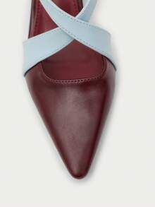 Nöista Pointed Slingback Pump With Contrasting Straps, Elegant Kitten Heel And Modern Colour-Block Design For A Refined Look. - blue-red - View 8