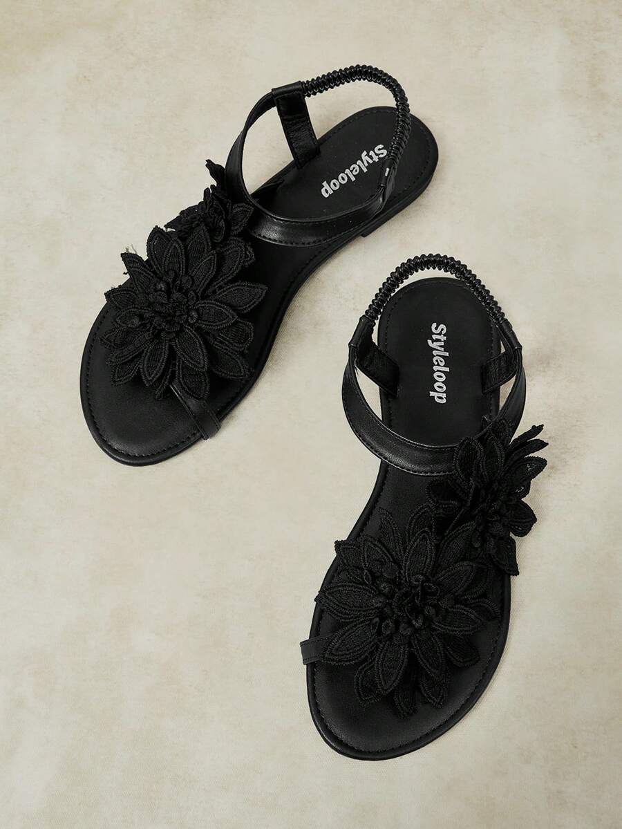 Styleloop Ladies, Willow Nails, Buckles, Flat Shoes. - Black - View 1