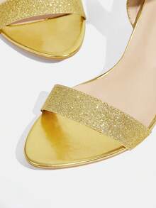CUCCOO TILAWA Damen Schuhe klassisch einfach modisch Damen High Heel Sandalen mit dünnen Riemen und großen glänzenden Strass Steinen Heterosexuelle High Heel Sandalen für Dates, Nachmittagstee und Bankette - Glitzer Gold - Übersicht 6