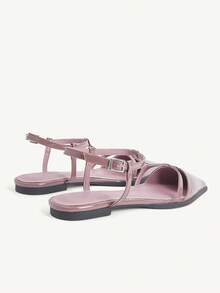 CUCCOO CHICEST 女款時尚春夏新款氣質尖頭包頭豆沙粉約會穿著辦公通勤平底鞋 - 豆沙粉 - 查看 9
