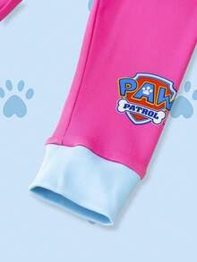SHEIN | PAW Patrol 2件套主题圆领短袖上衣和裤子睡衣套装，适合年轻女孩 - 藍白色 - 查看 9