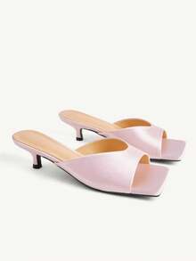 CUCCOO CHICEST Open-Toed High-Heeled Mullers, Back-To-School Shoes, College Shoes, Spring Shoes, Spring Break, Easter, Christmas - powder - View 5