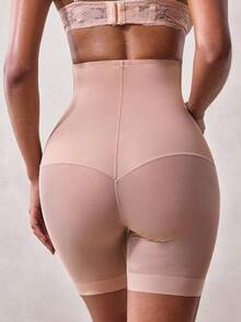 Veilyse 1pc Women's Shapewear Shorts, Abdominal Compression, Flat Belly, Cinched Waist, Butt Lift, Seamless Underwear - Apricot - View 2