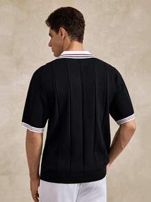 Courvante Golf Men's Minimalist Printed Short Sleeve Knit Top Fall - Multicolor - View 3