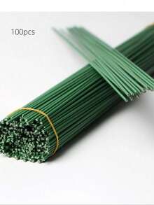 200/100/50/40 件绿色涂层花茎，DIY 工艺和花艺线，防水铁丝，适用于节日装饰和手工艺项目，用于植物攀爬支撑，可调节花园凉亭框架，可包裹和可塑形植物支撑，多功能人造花花茎，超级耐用且易于卷起，各种形状，DIY 花束装饰配件，园艺工具（颜色随机） - 彩色 - 查看 10