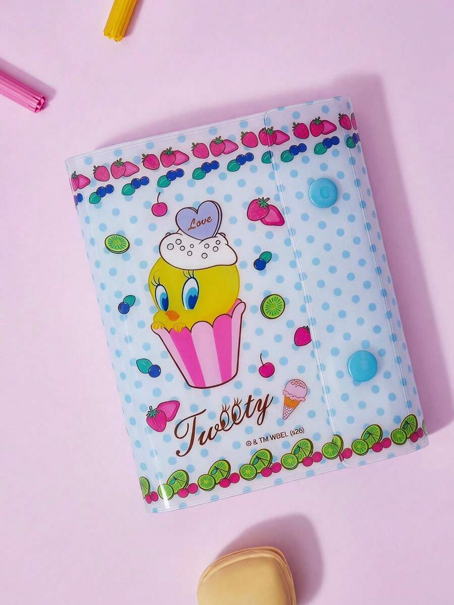 LOONEY TUNES X Joivida 1pc Loose-Leaf Binder Notebook With Funny Pattern, PVC Material, Removable Replaceable Pages, Smooth Writing Surface, School Supplies Essential, For Stationery Lovers, Great Gift - A7 - View 1