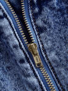 SHEIN MOD Plus Size Denim Jumpsuit, Casual Suspender Fitted Mini Blue - Dark Wash - View 4