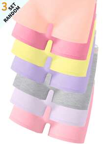 7 Sets Aleatorios de 3 Piezas Conjunto de Camiseta de Tirantes con Letras en Contraste de unicolor Básico Simple & Conjunto de Ropa Interior de Shorts para Niñas Adolescentes - Multicolor - Ver 7