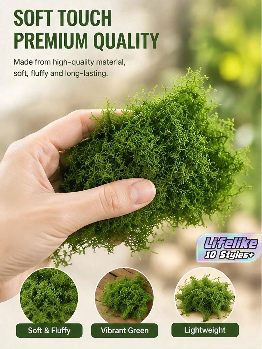150/200/300/500/700g Realistic Artificial Moss Lawn, Lifelike Faux Moss For Micro Landscape Decor, Vivid Green Plant Turf, Perfect For Micro Landscapes, Greenery Lawns, Potted Plants, Windowsill Decor, - Multiple Styles - View 1