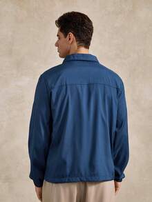 Courvante Men's Solid Color Decorative Zipper Long Sleeve Fashion Jacket, Business Commute, Fall - Royal Blue - View 3