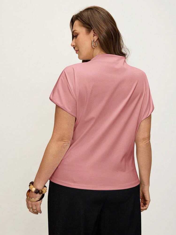 Comfylo Atasan Slim Fit Potongan 3D Ukuran Plus - Dusty Pink - View 5