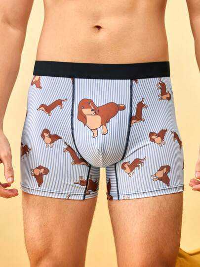 Notgurli Men's Cowprint Boxer Briefs Summer Cute Casual Home Beach Vacation Wear Elastic Waistband Moisture-Wicking Breathable Underwear Designer Clothing