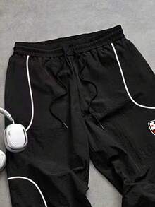 Sport MetroGents 男士字母印花運動長褲 - 黑色 - 查看 3