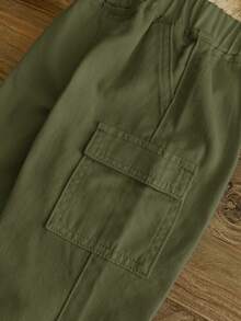 SHEIN LMoss Kids 男嬰白色丹寧修身錐腳長褲 - 軍綠色 - 查看 9